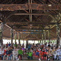 Gathering at the village hall of Pulau Sapi village
